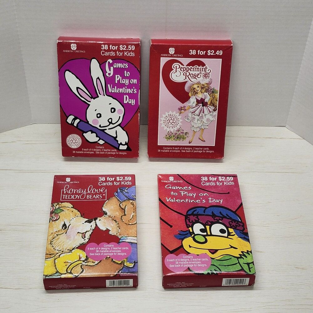 Lot of 4 Vintage Valentine's Day Cards American Greetings Peppermint Rose 1993 - Picture 2 of 14